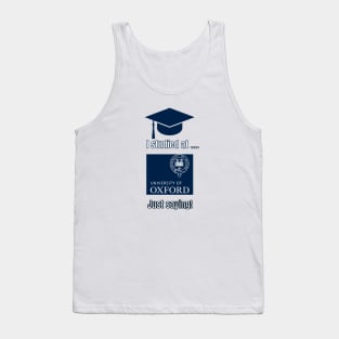 Oxford University T-Shirt, college apparel, unisex t-shirts, university t-shirts, alumni clothing, University of Oxford, gift ideas, college Tank Top